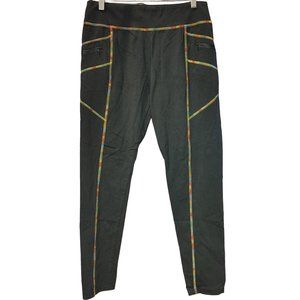 Neony Sweets Women's Black/Rainbow Stitch Seam Leggings w/ Zippered Pockets XXL